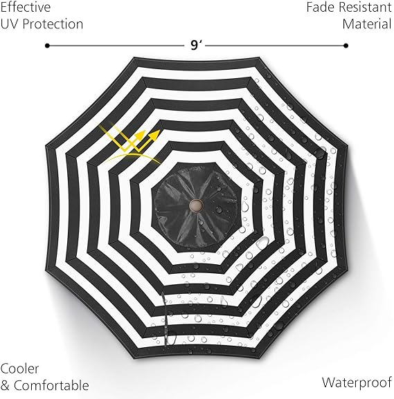 9Ft Patio Umbrella, UV Protect Pool Umbrella with Heavy Duty Pole