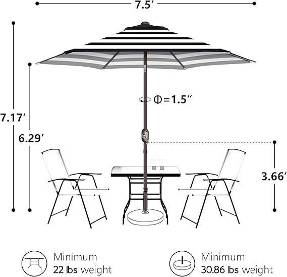 7.5Ft/9Ft Patio Umbrella, UV Protect Pool Umbrella with Heavy Duty Pole
