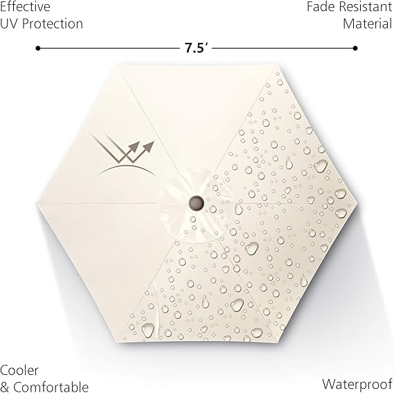 7.5Ft/9Ft Patio Umbrella, UV Protect Pool Umbrella with Heavy Duty Pole