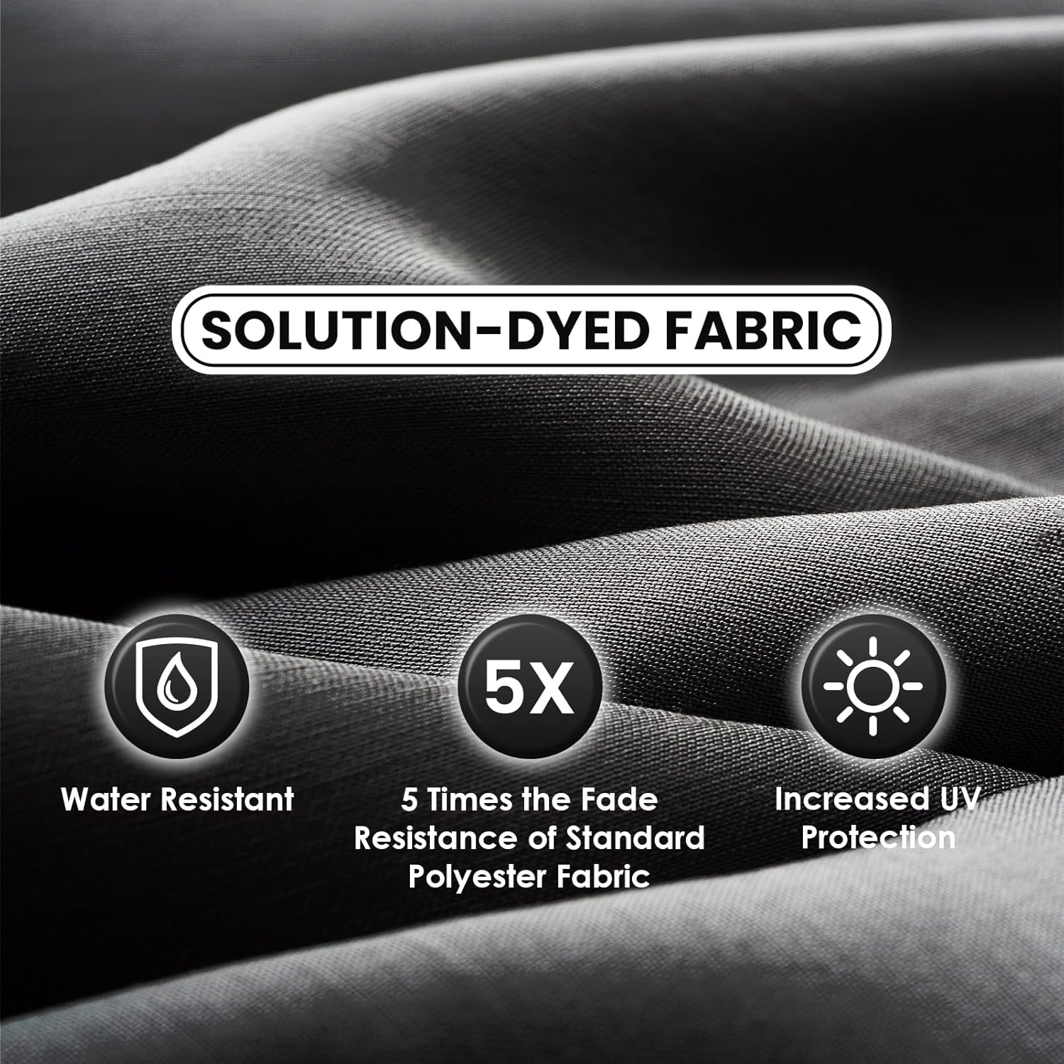 9' Patio Umbrella with Black Canopy and White Fringe Accents