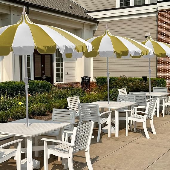 8Ft Patio Pagoda Umbrella, UV Protect Pool Umbrellas with Heavy Duty Pole
