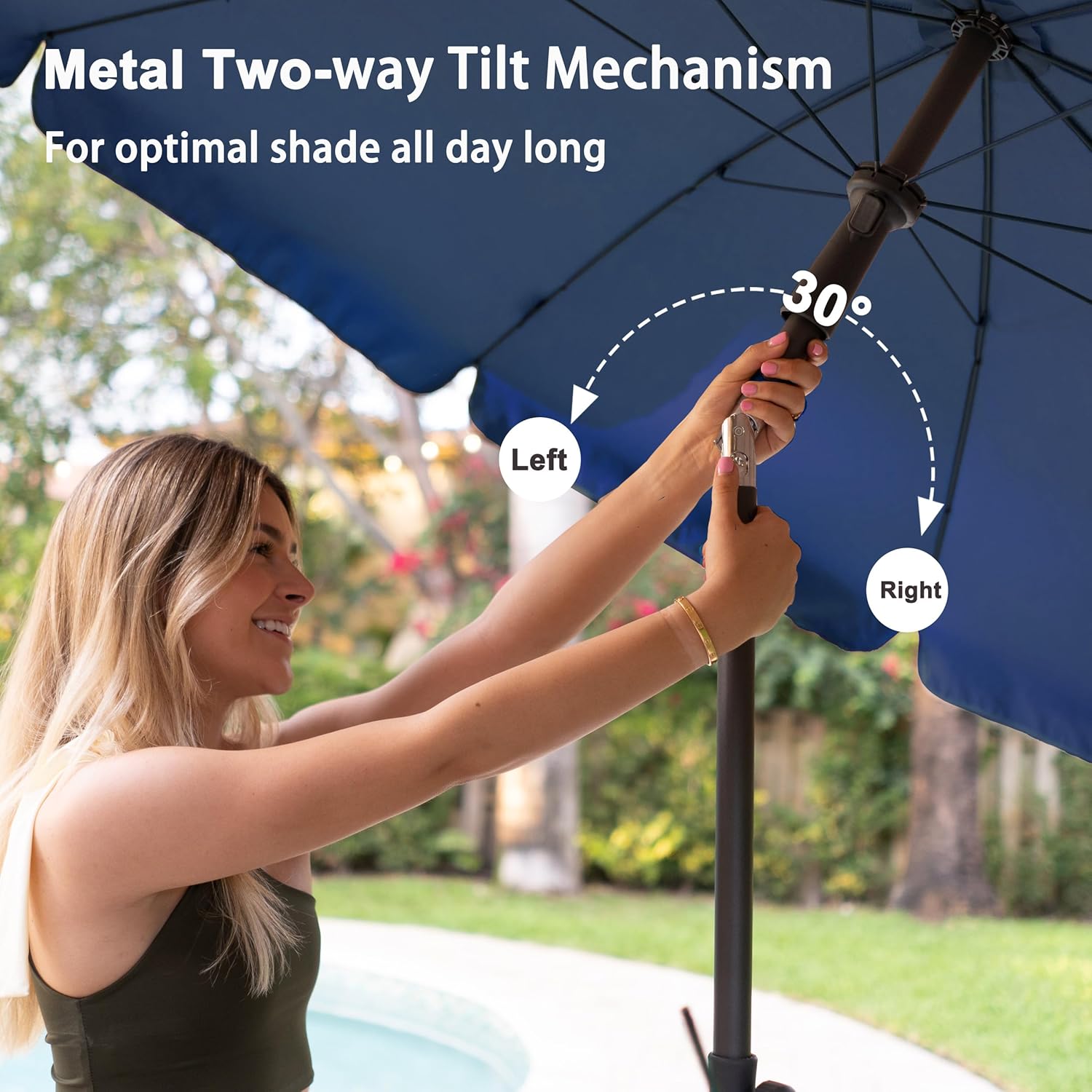 6.5 ft Outdoor Table Umbrella with Tilt Steel Pole, UPF50+ Protection, Great for Outdoor Garden Backyard