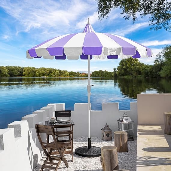 8Ft Patio Pagoda Umbrella, UV Protect Pool Umbrellas with Heavy Duty Pole, Outdoor Market Umbrella