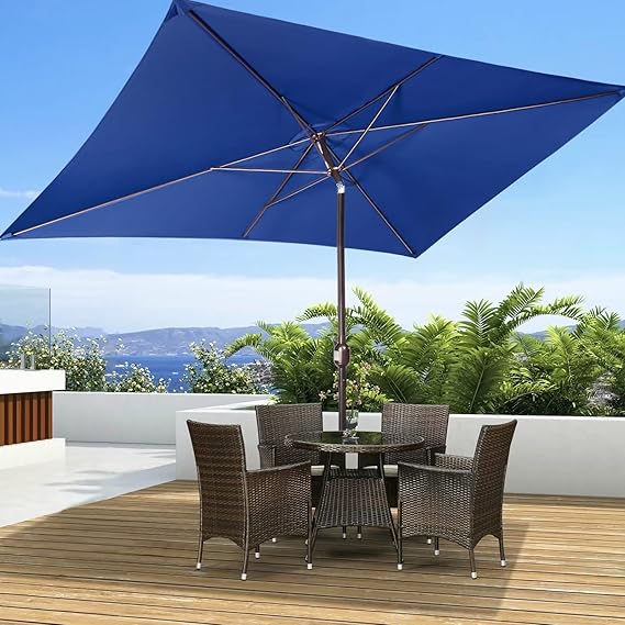6.5x10ft Rectangular Patio Umbrella, Outdoor Market Table Umbrellas with Heavy Duty Pole