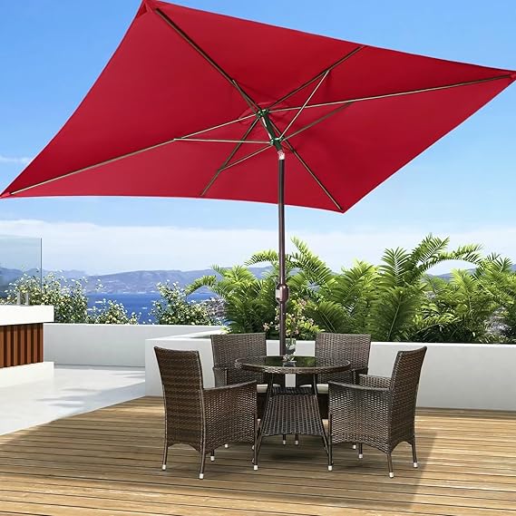 6.5x10ft Rectangular Patio Umbrella, Outdoor Market Table Umbrellas with Heavy Duty Pole