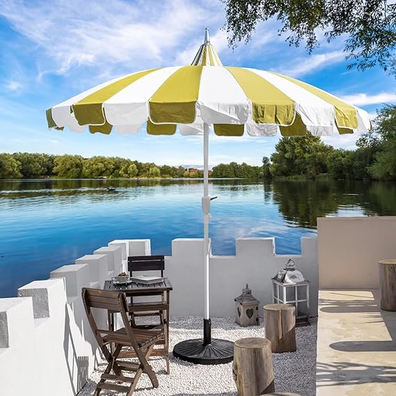 8Ft Patio Pagoda Umbrella, UV Protect Pool Umbrellas with Heavy Duty Pole