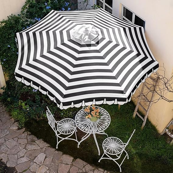 9Ft Elegant Valance Patio Umbrella, Outdoor Umbrellas for Patio