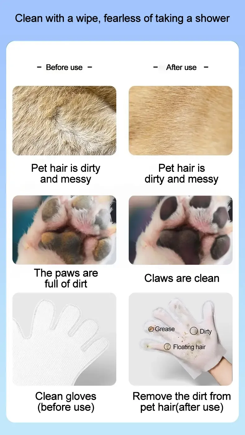 PETCLEAR Sarung Tangan Pembersih Haiwan Peliharaan 10 Keping Paket-Pet Store