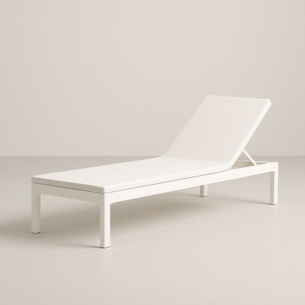 Chaise Longue Réglable en Métal Blanc