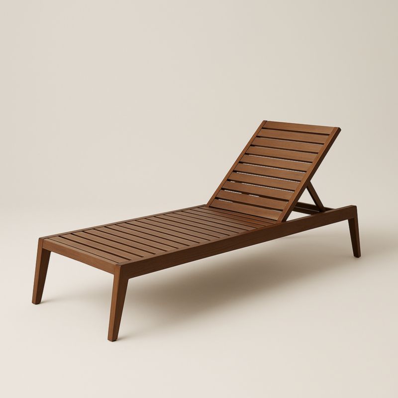 Chaise Longue en Bois avec Dossier Réglable 200 cm