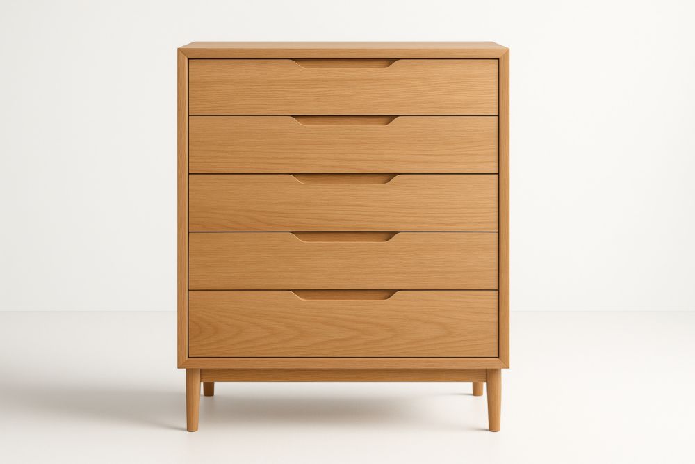 Commode en chêne 5 tiroirs 120cm x 80cm x 40cm