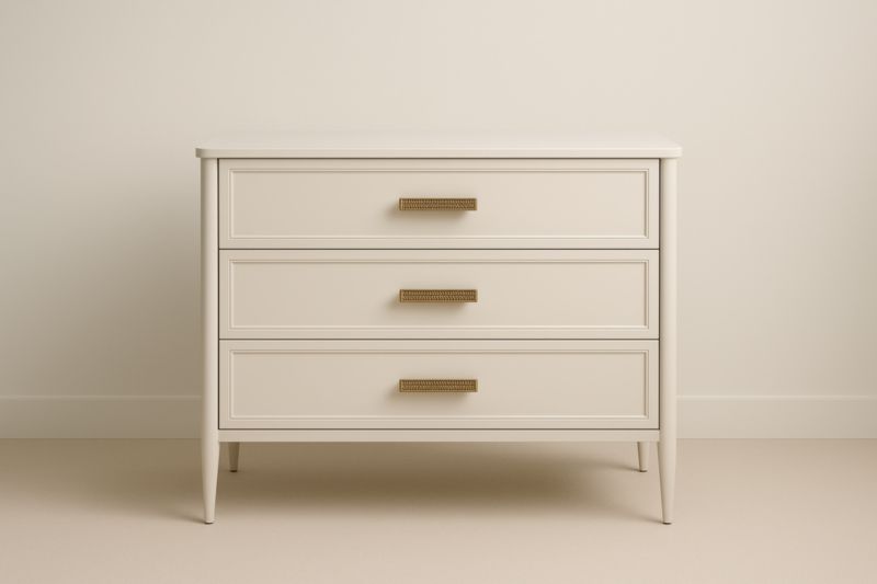 Commode 3 tiroirs MDF acier Crème