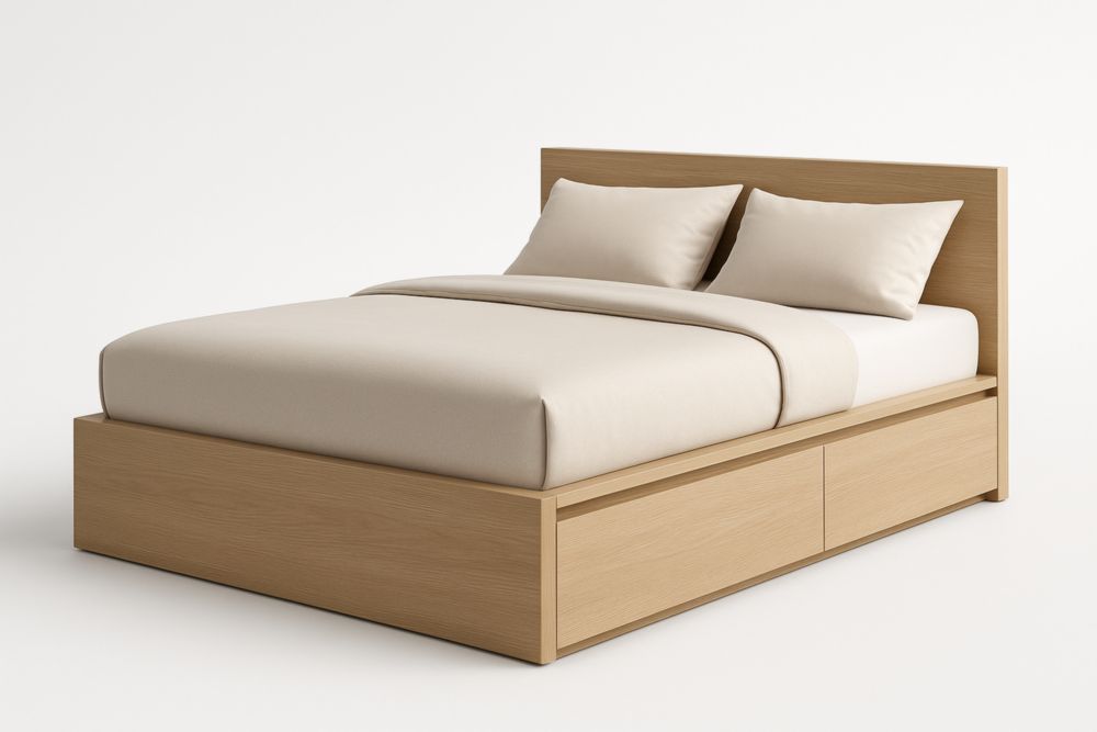 Lit en bois avec rangement