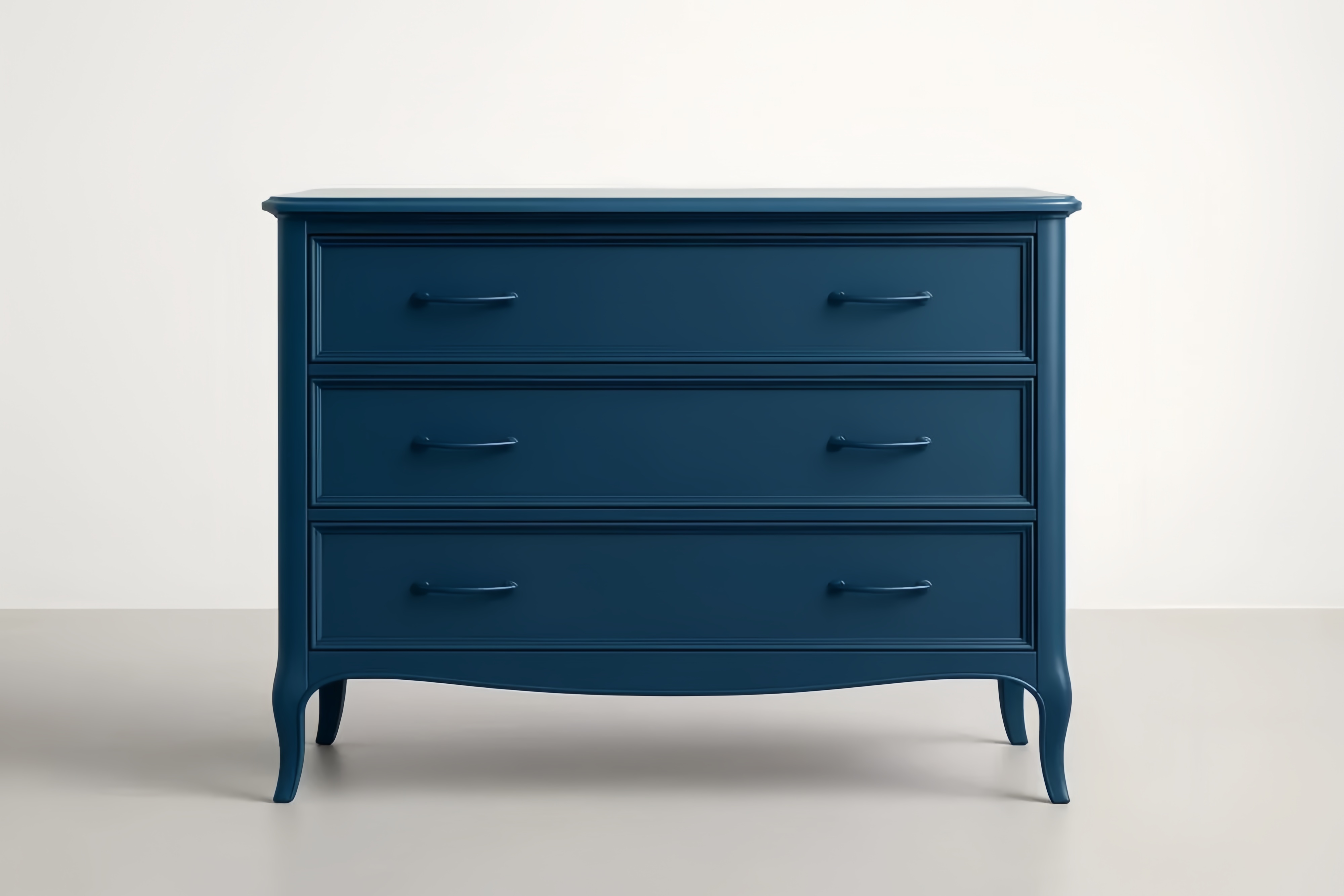 Commode en bois trois tiroirs bleu