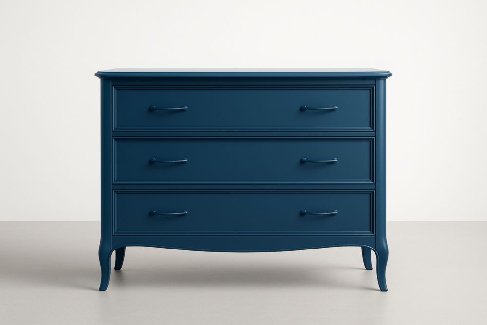 Commode en bois trois tiroirs bleu