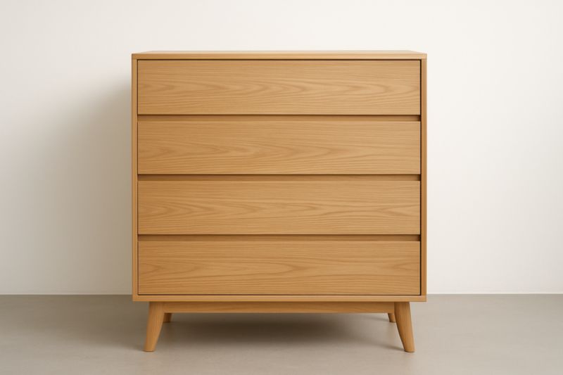 Commode en Bois 4 Tiroirs Chêne Clair 80x40x90 cm