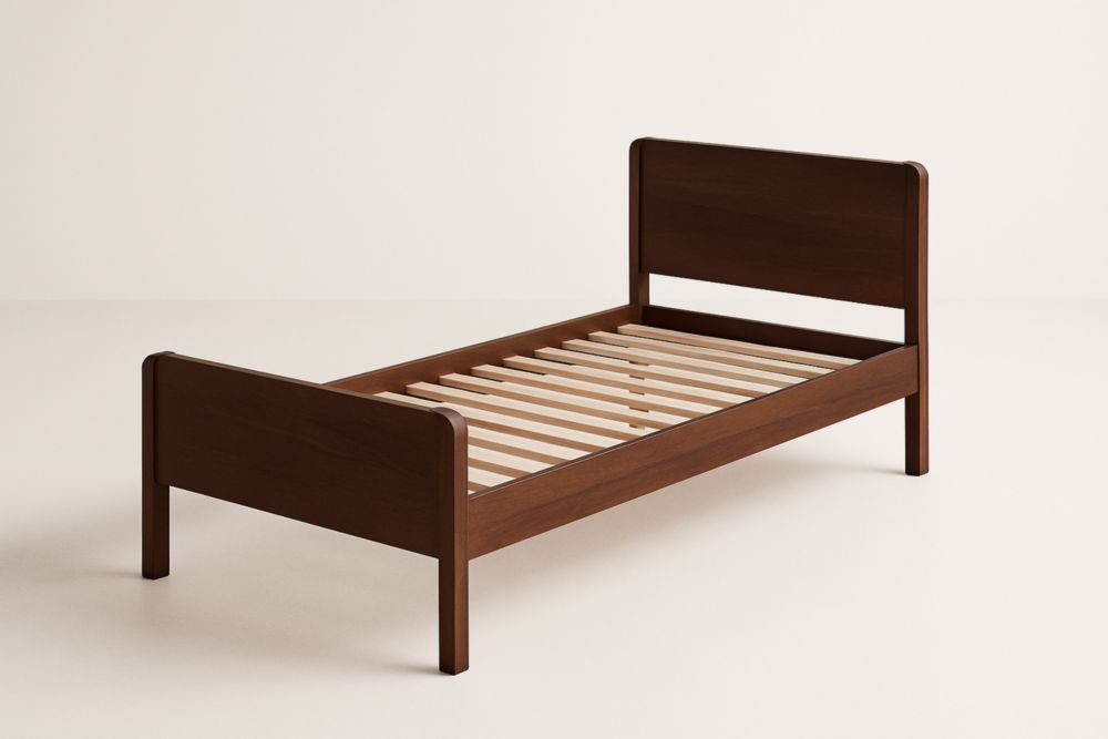 Lit simple bois massif marron