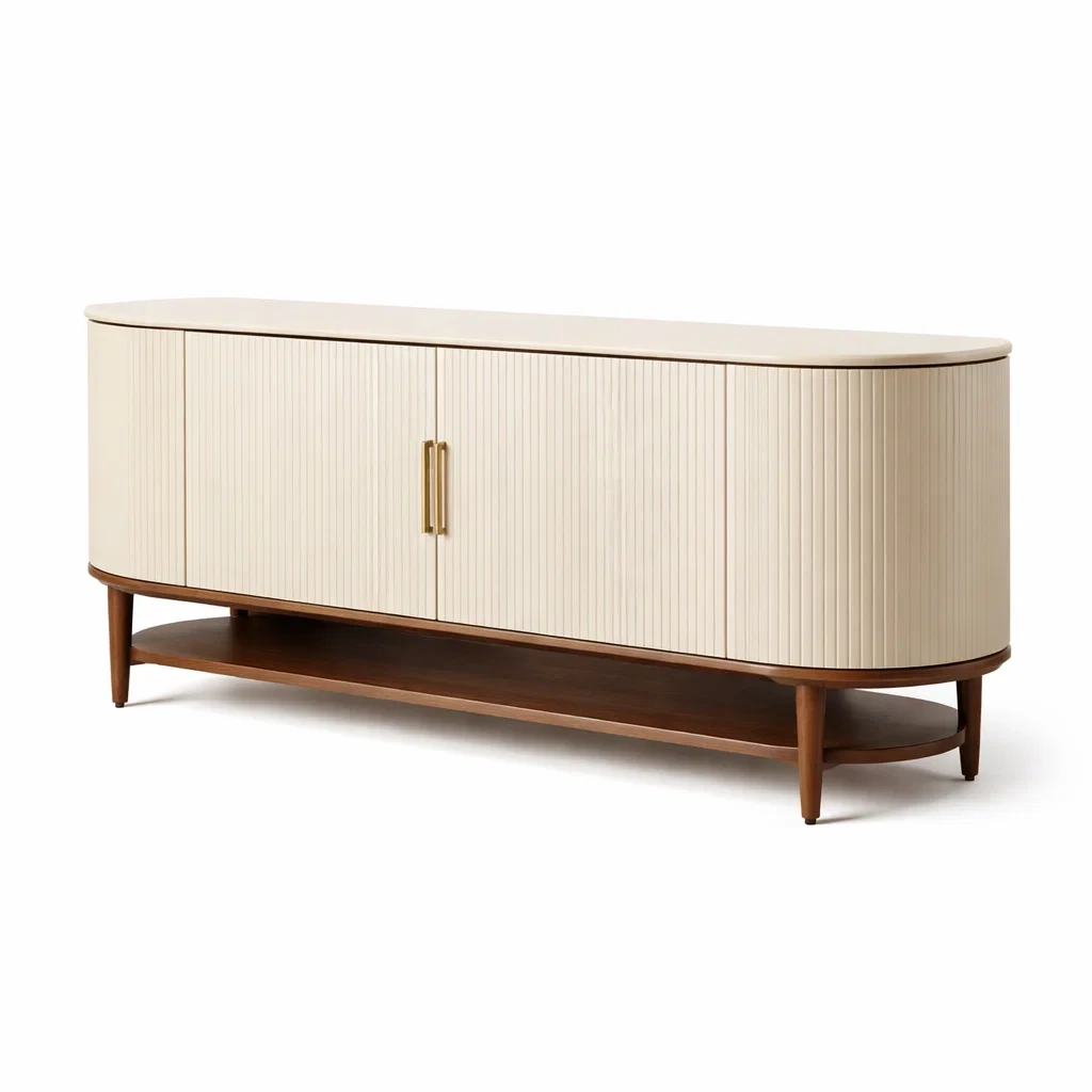 Buffet bas contemporain avec portes striees-furniflux