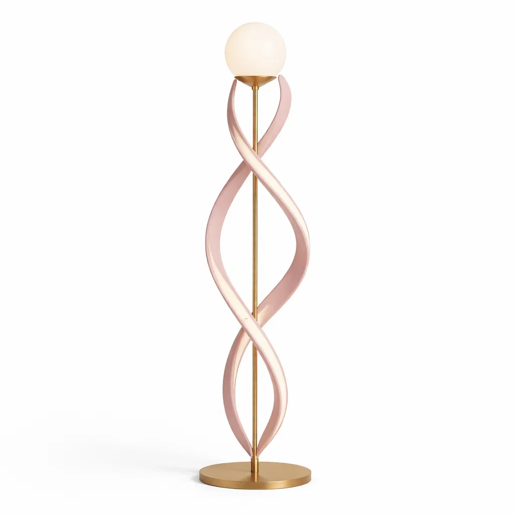 Lampadaire artistique torsade rose-furniflux