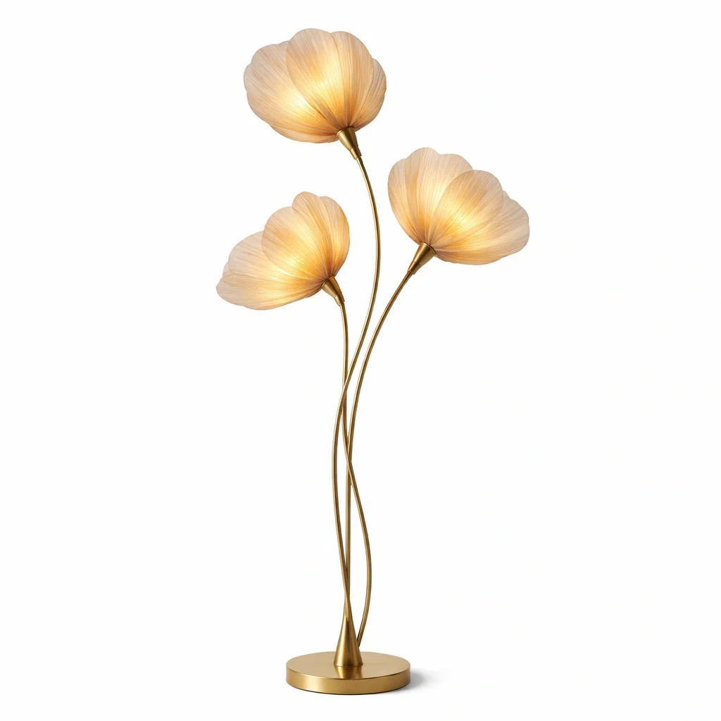 Lampadaire floral moderne creme-furniflux