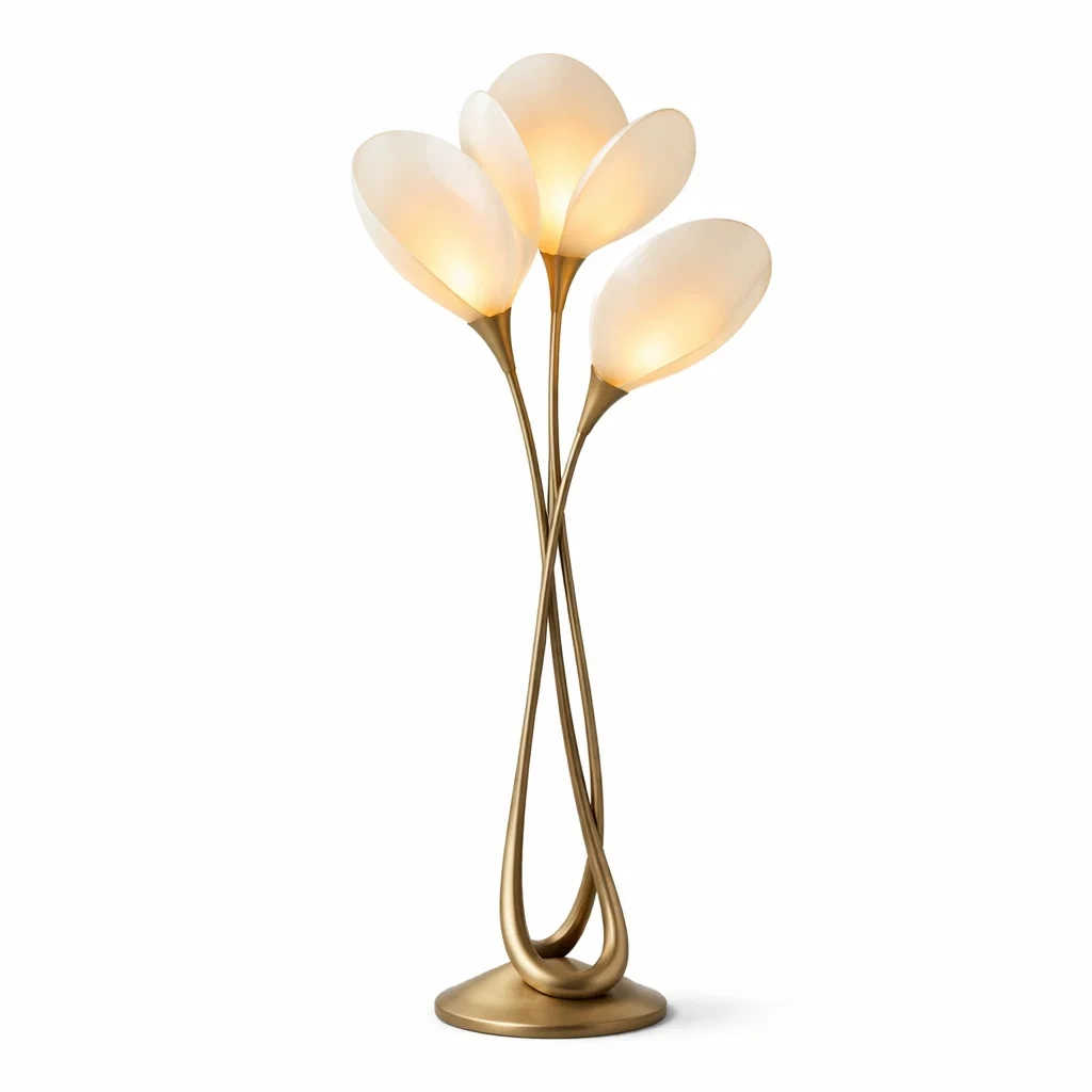 Lampadaire fleur contemporain blanc-furniflux