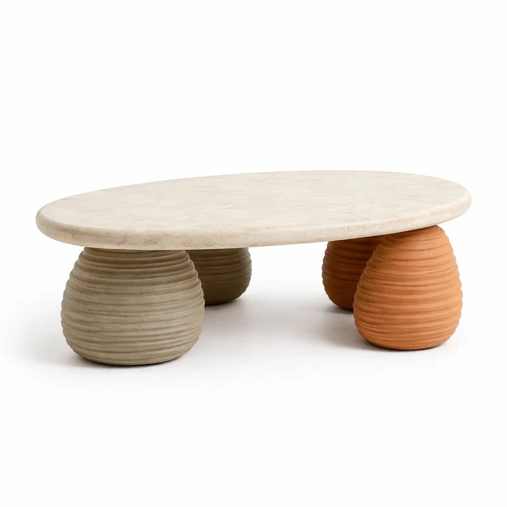 Table basse ovale contemporaine pieds sculptes-furniflux