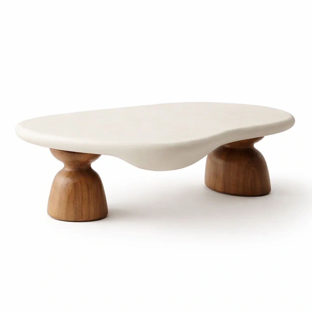 Table basse minimaliste pierre et bois-furniflux