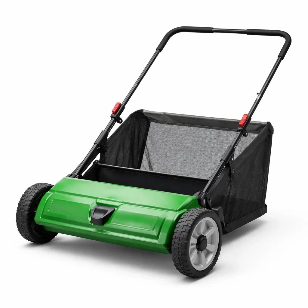 Balayeuse manuelle de jardin avec bac rigide