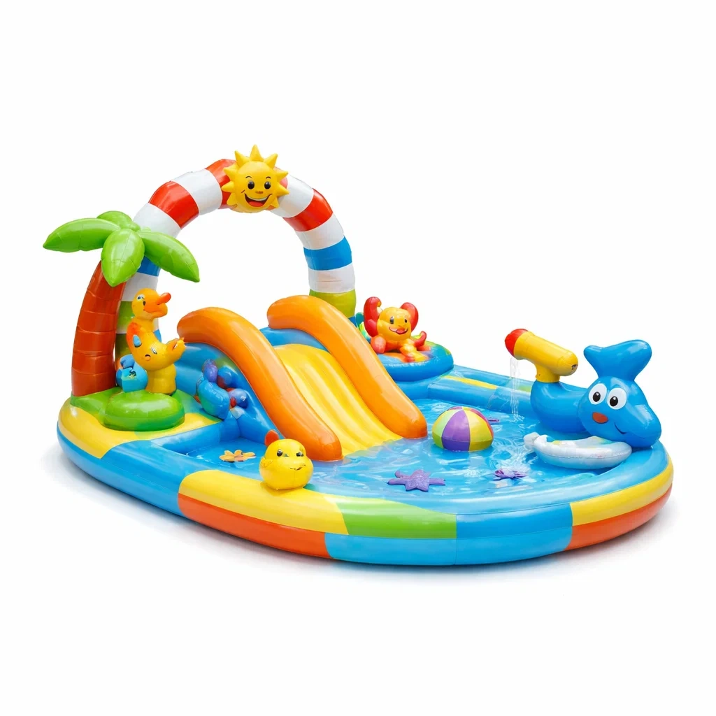 Centre de jeux aquatique gonflable enfants avec toboggan et animaux