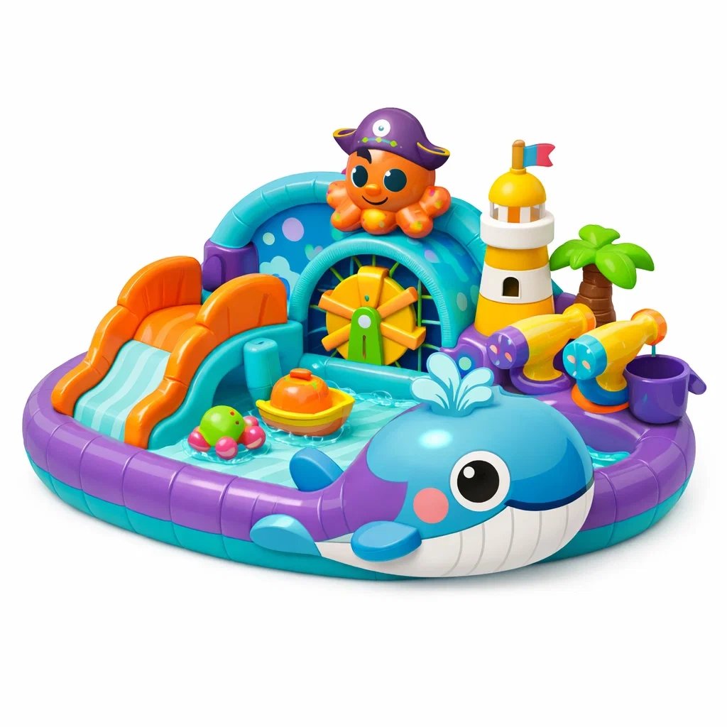 Aire de jeux aquatique gonflable theme ocean et phare