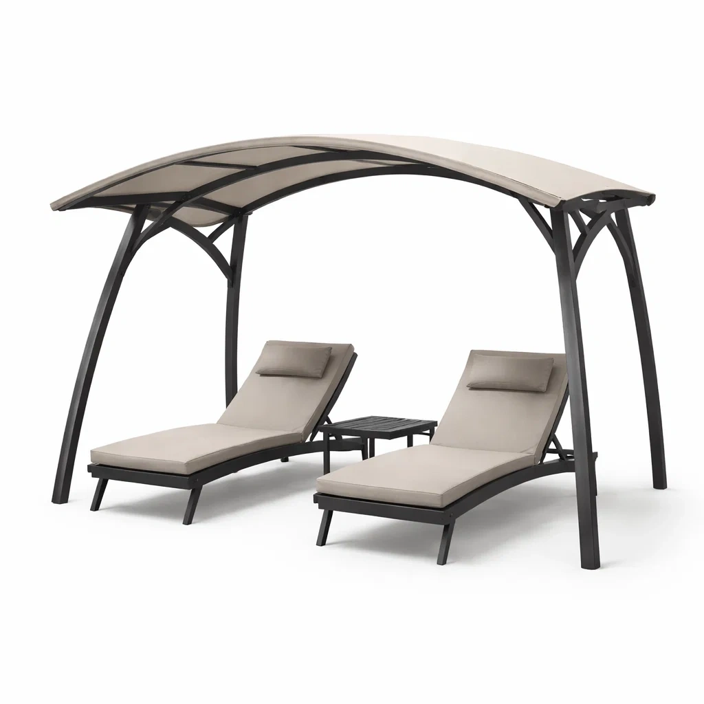 Abri de jardin exterieur avec transats doubles