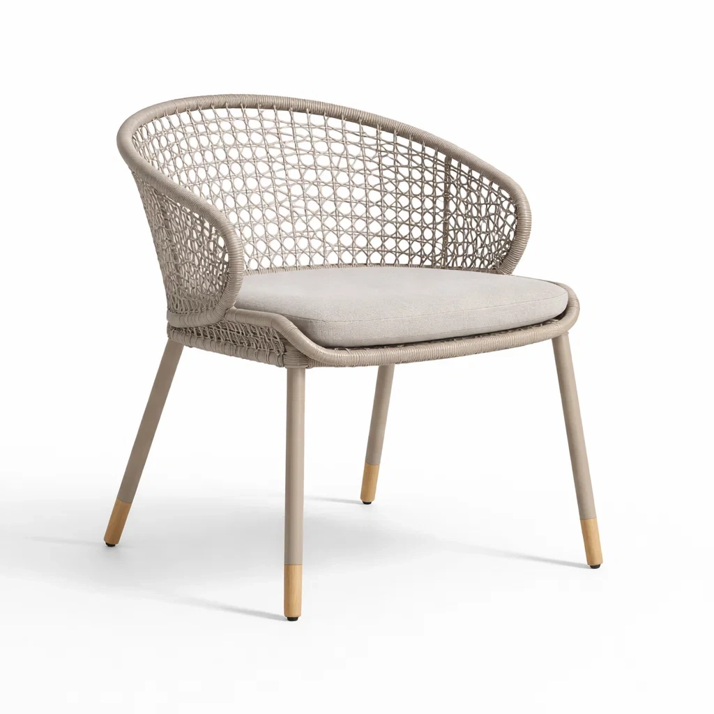 Fauteuil exterieur en resine tresse gris clair-sofastep