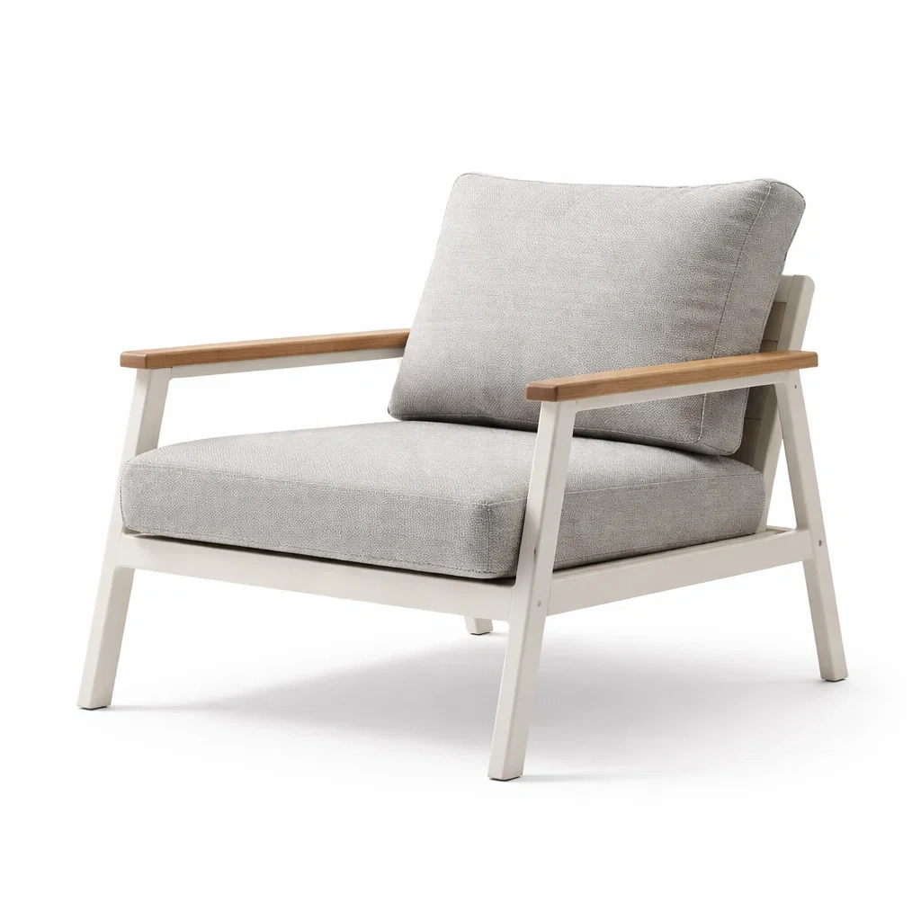 Fauteuil contemporain structure metal et accoudoirs bois-sofastep