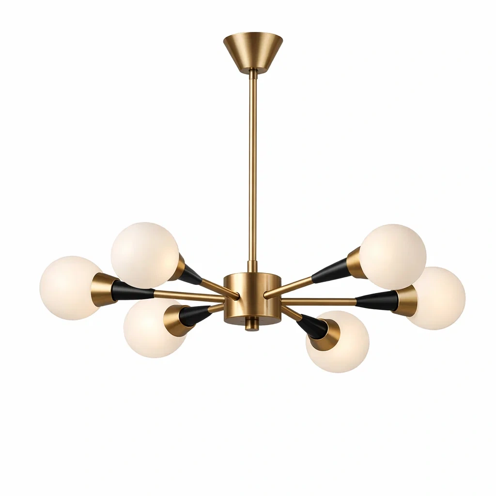 Suspension contemporaine noire et doree a globes-sofastep