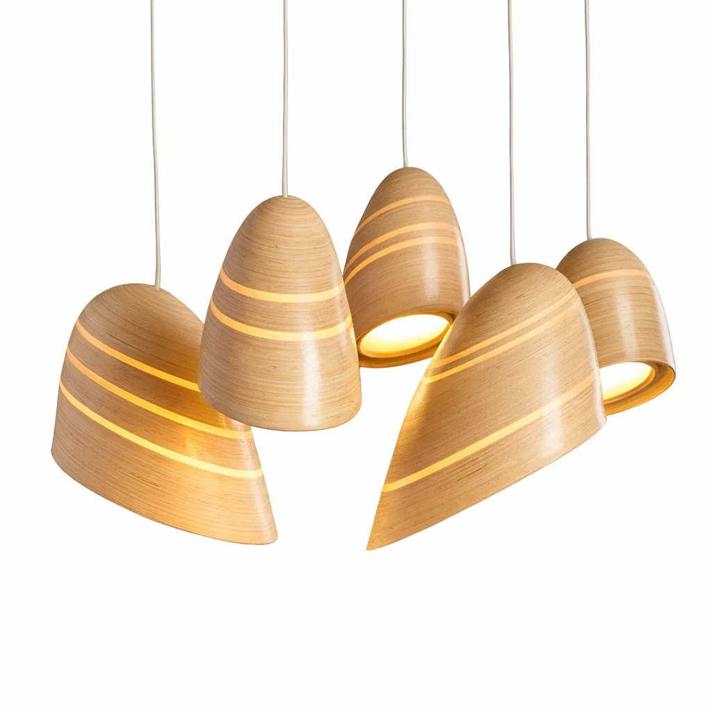 Suspension naturelle en bois a abat jour multiples-sofastep