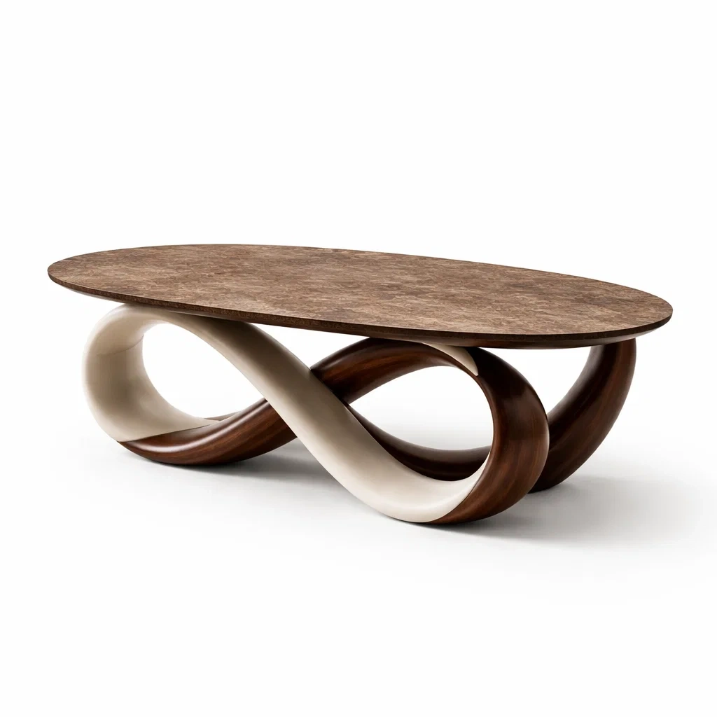 Table basse contemporaine bicolore forme infinie-sofastep