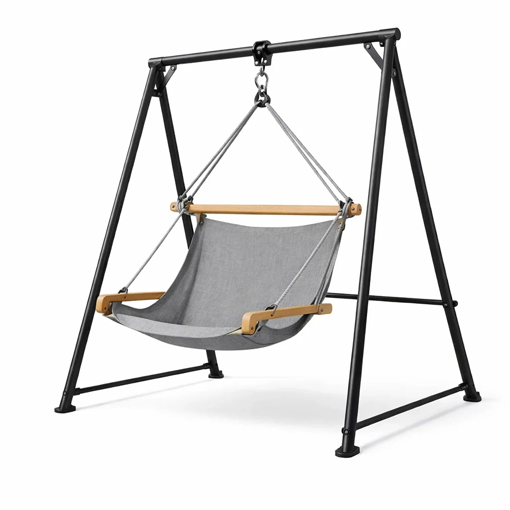 Sedia sospesa in tessuto poliestere grigio con struttura in acciaio-COZYLOFTFURNI