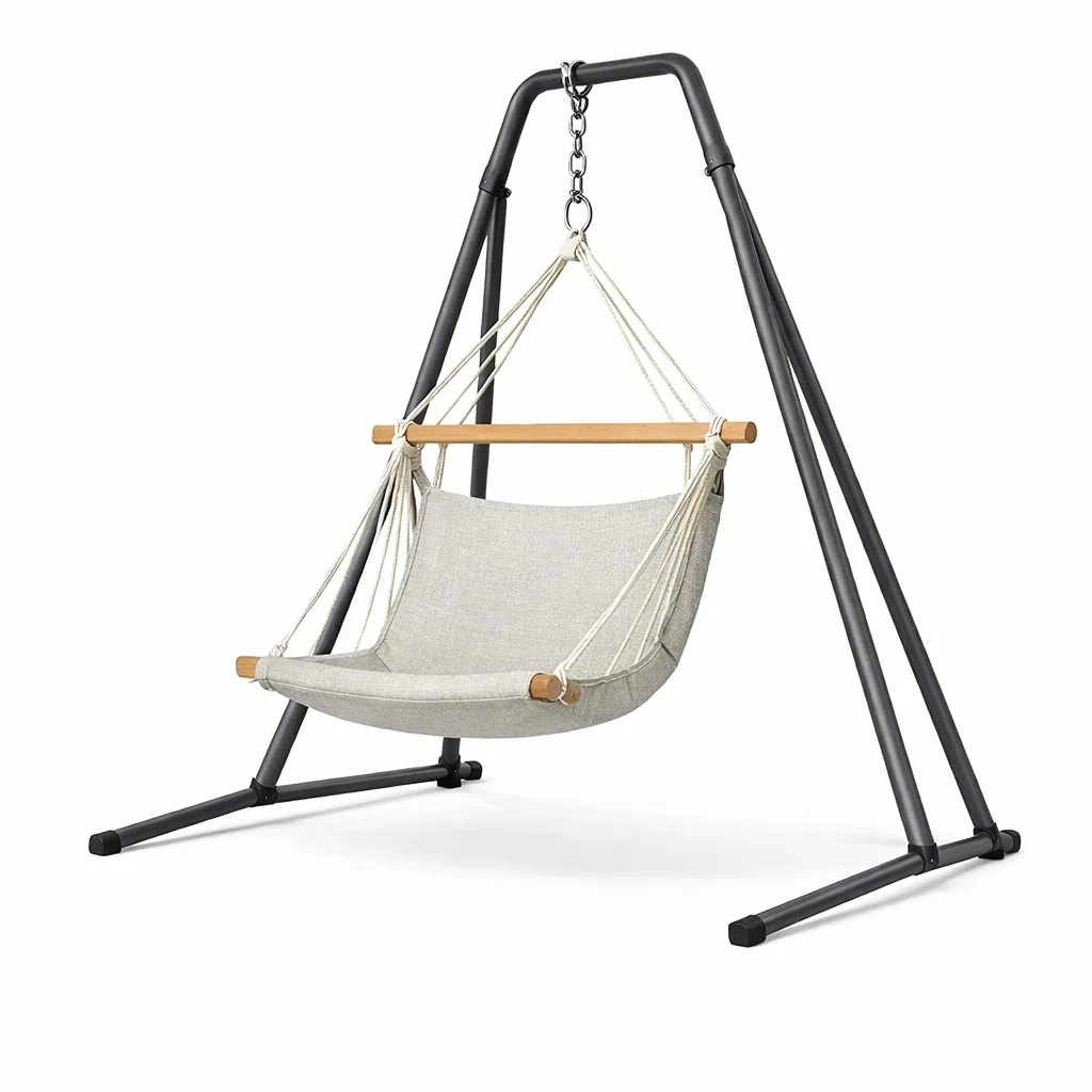 Sedia sospesa in acciaio con tessuto in poliestere grigio chiaro-COZYLOFTFURNI