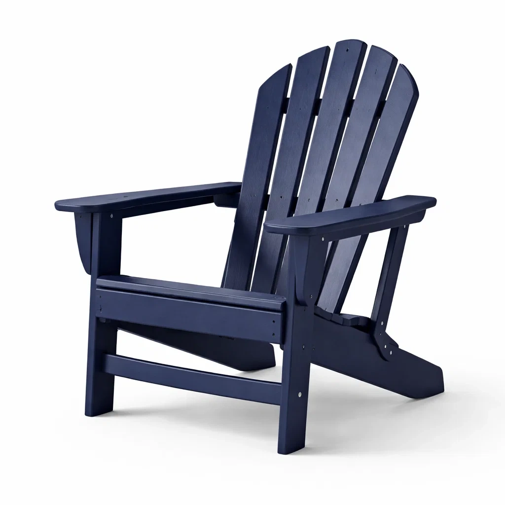 Sedia Adirondack da esterno in legno blu scuro-PLUSHFURNISHCO