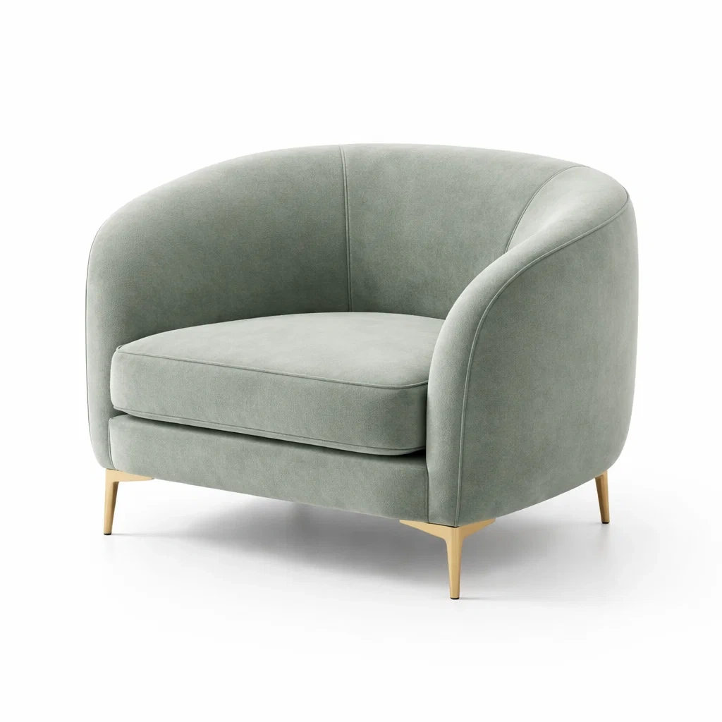 Sedia da relax in tessuto in microfibra verde con gambe in metallo-PLUSHFURNISHCO