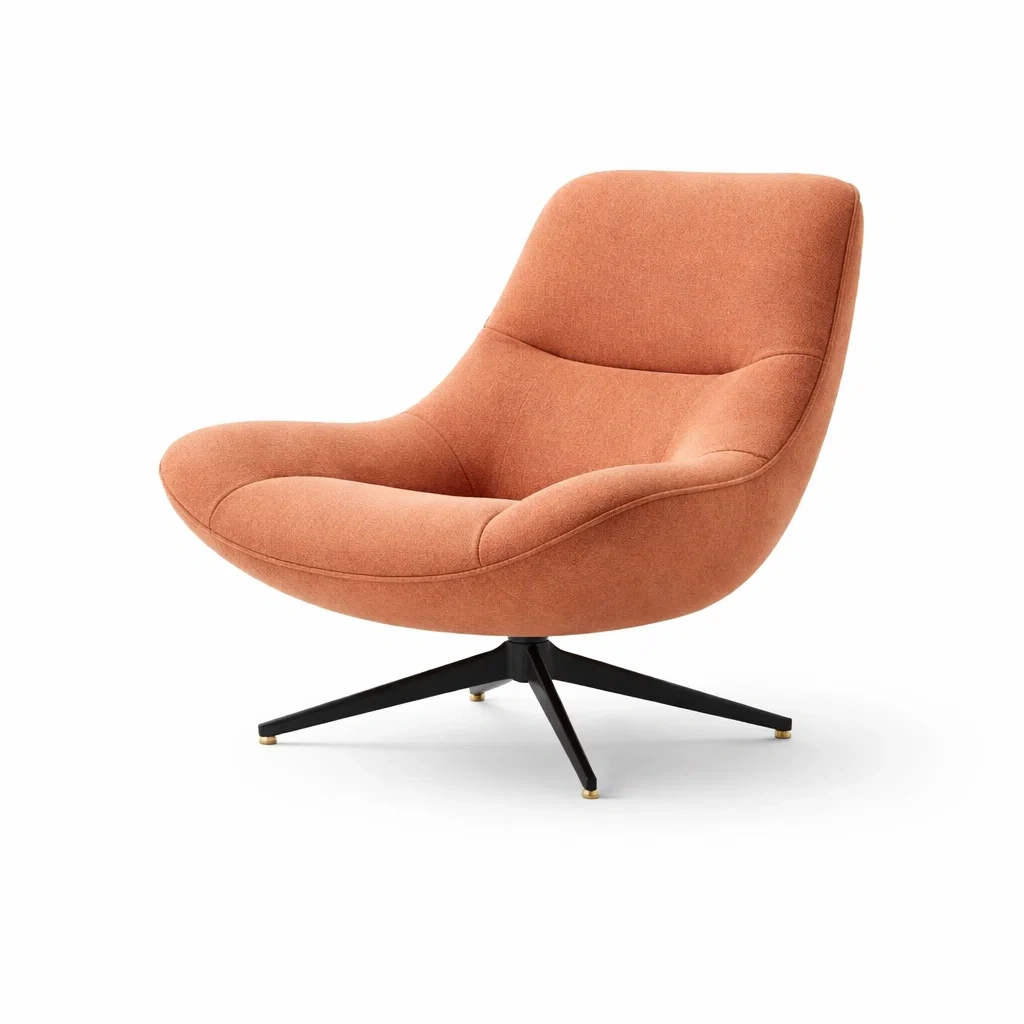 Sedia girevole in tessuto poliestere base metallo 76x88x78 cm-PLUSHFURNISHCO