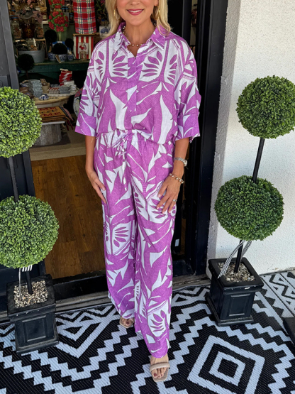 New🔥Women's floral casual loose two-piece suit