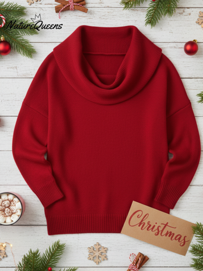 Women's Soft and Elegant Solid Color Ruffled Collar Sweater Top