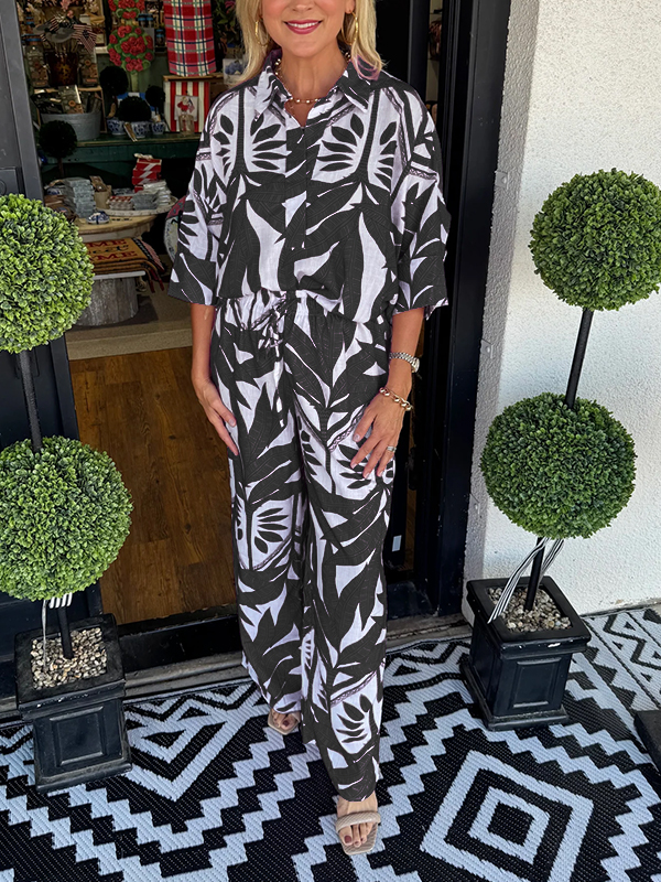 New🔥Women's floral casual loose two-piece suit