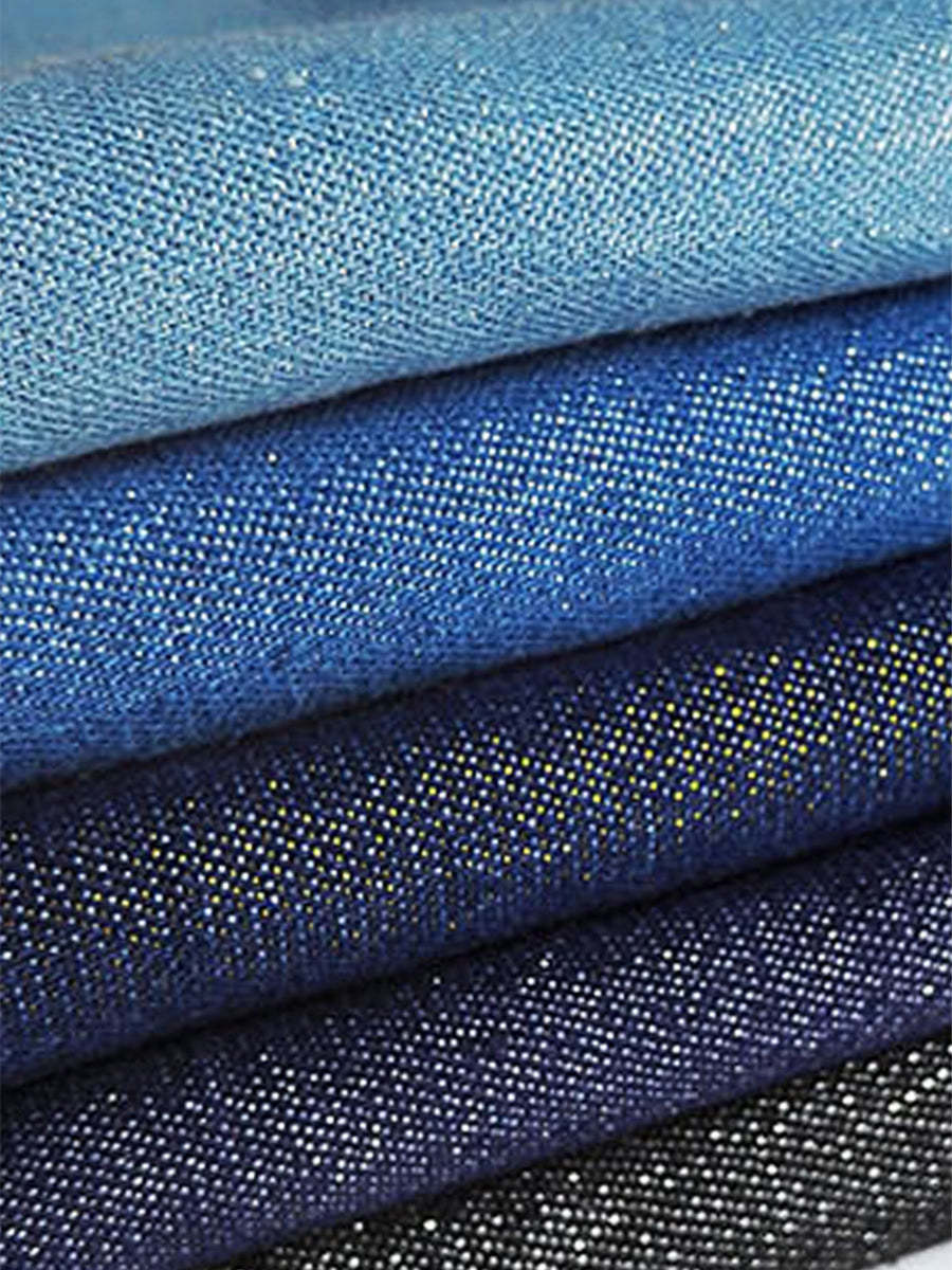 Casual Sparkling Polo-neck Denim Shirt Top