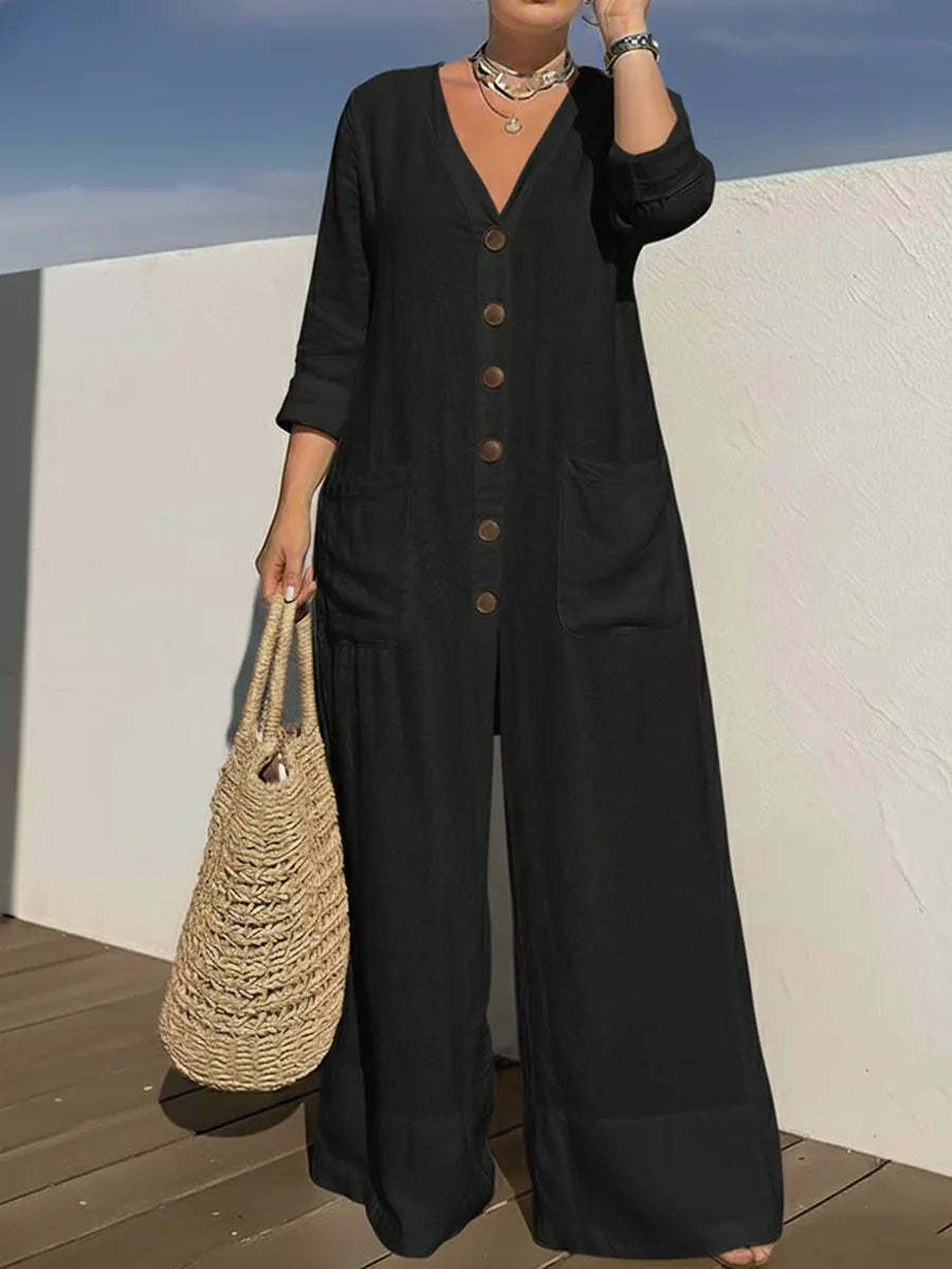 Women's Cozy And Casual Linen And Cotton Jumpsuit