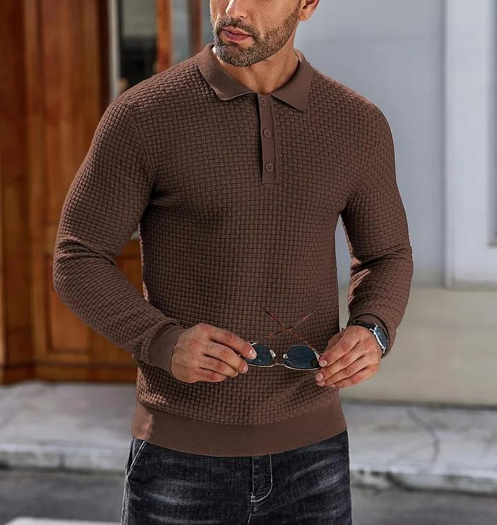 CLEARANCE🔥 Men's Casual Knitted Sweater Long Sleeve Polo Shirt