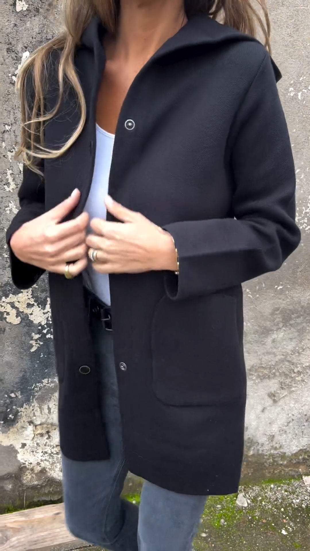 CLEARANCE SALE🔥Women's Hooded Long-sleeved Side Button Design Casual Jacket