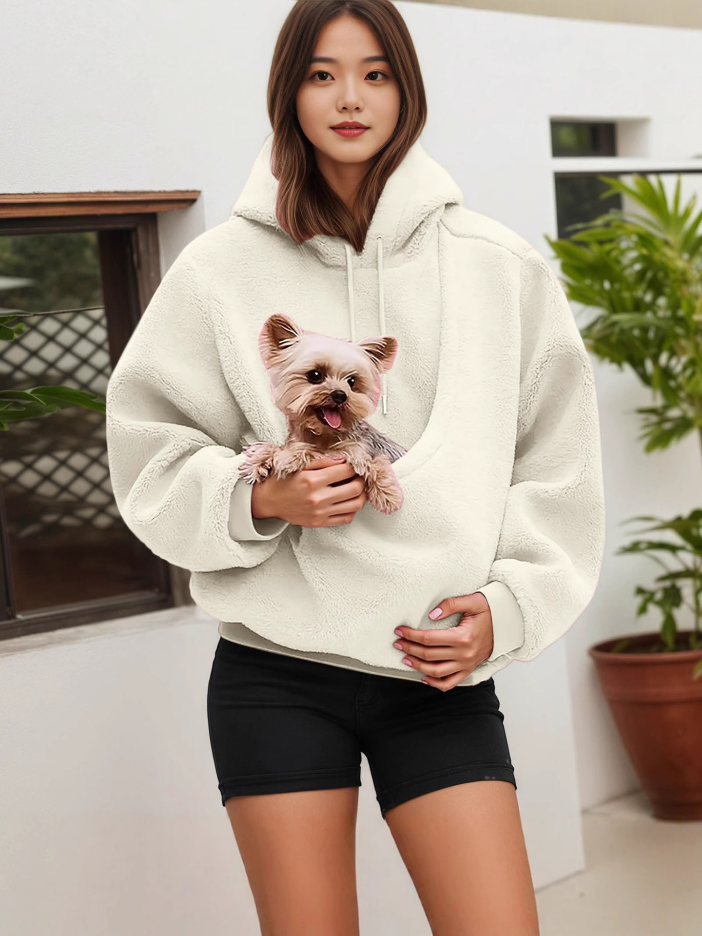 Flannel Pet Carrier Hoodie — Warm, Cozy & Convenient Kangaroo Pouch Sweatshirt for You and Your Pet