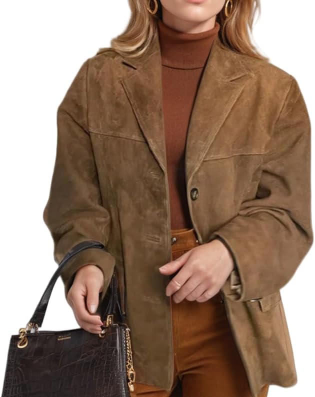 2025 Women's faux leather jacket plus size button down coat casual casual outerwear for winter